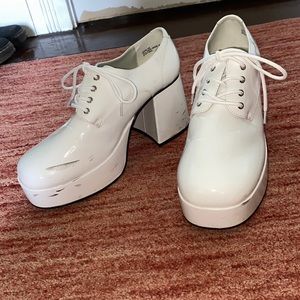 FUNTASMA Jazz 02 Size S (8-9) White Platform High Heels Vintage 1970's Disco
